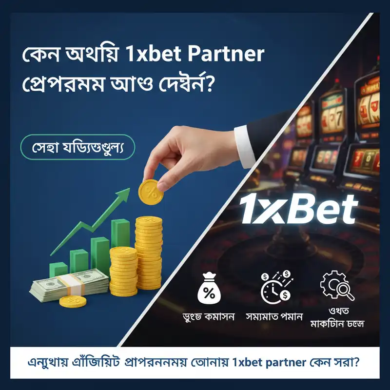 1xbet Partner প্রোগ্রাম সুবিধার ব্যানার